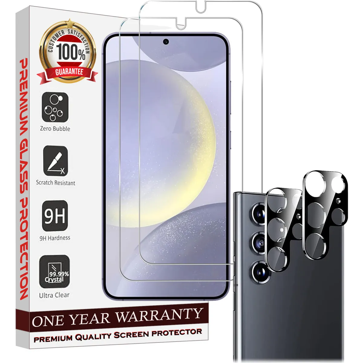Entronix Case Screen Protector Bundle with Camera Cover for Samsung Galaxy S24 Ultra Clear Built Anti Scratch, Bubble Free Easy Install,2 PACK