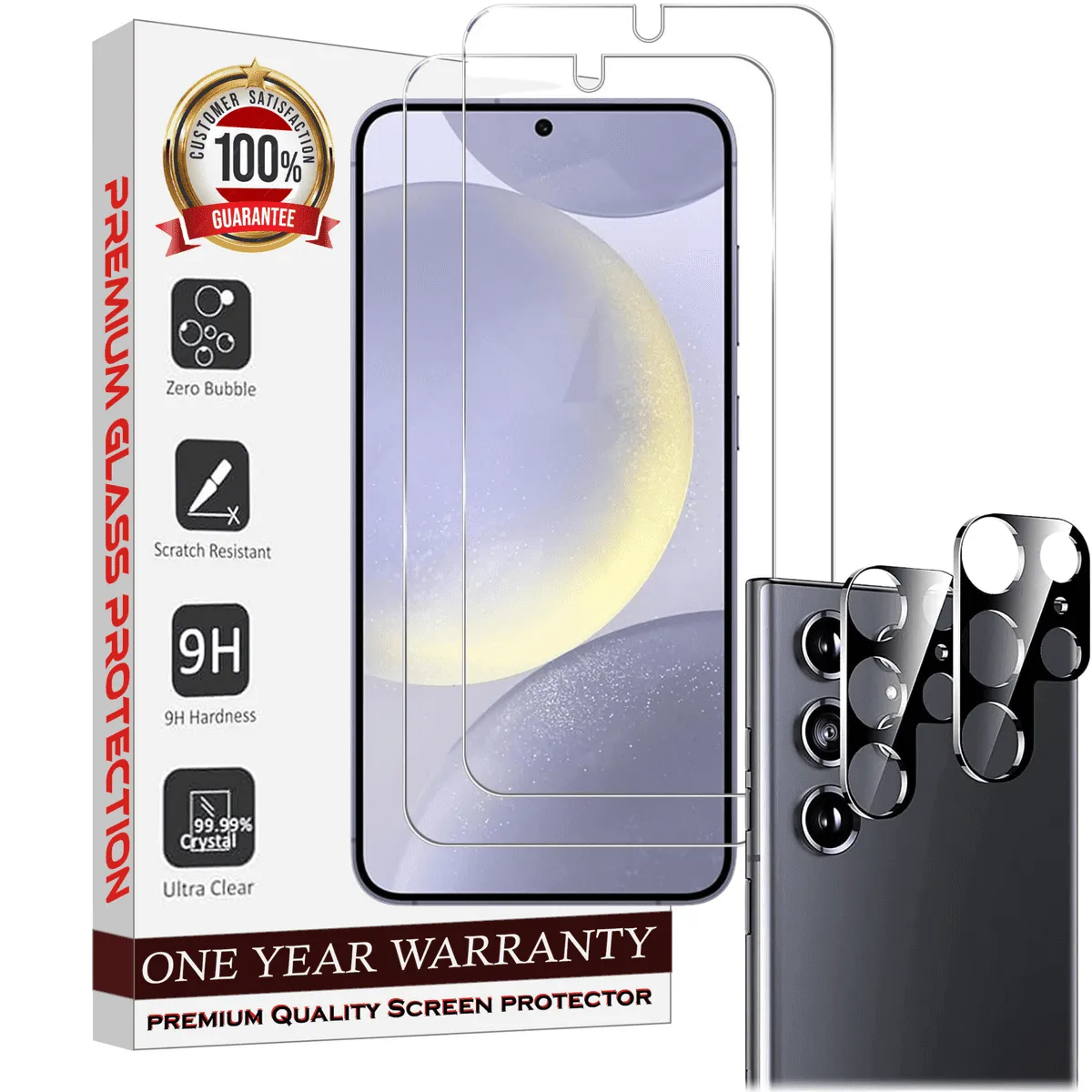 Entronix Case Screen Protector Bundle with Camera Cover for Samsung Galaxy S24 Ultra Clear Built Anti Scratch, Bubble Free Easy Install,2 PACK