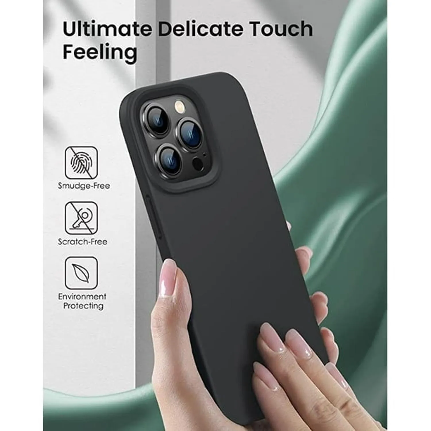 Entronix Case Silicone Case Designed for Apple iPhone 14 Liquid Silicone Case, 5 in 1 Bundle Case with 2 Clear Tempered Glass and 2 Camera Lens