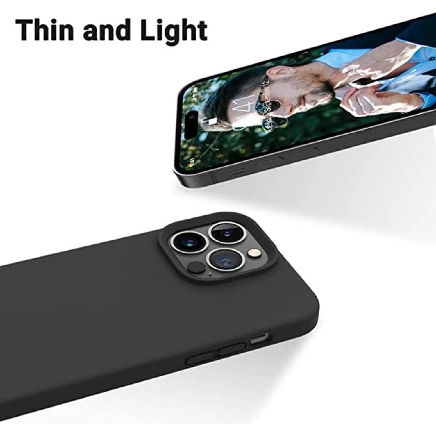 Entronix Case Silicone Case Designed for Apple iPhone 14 Liquid Silicone Case, 5 in 1 Bundle Case with 2 Clear Tempered Glass and 2 Camera Lens