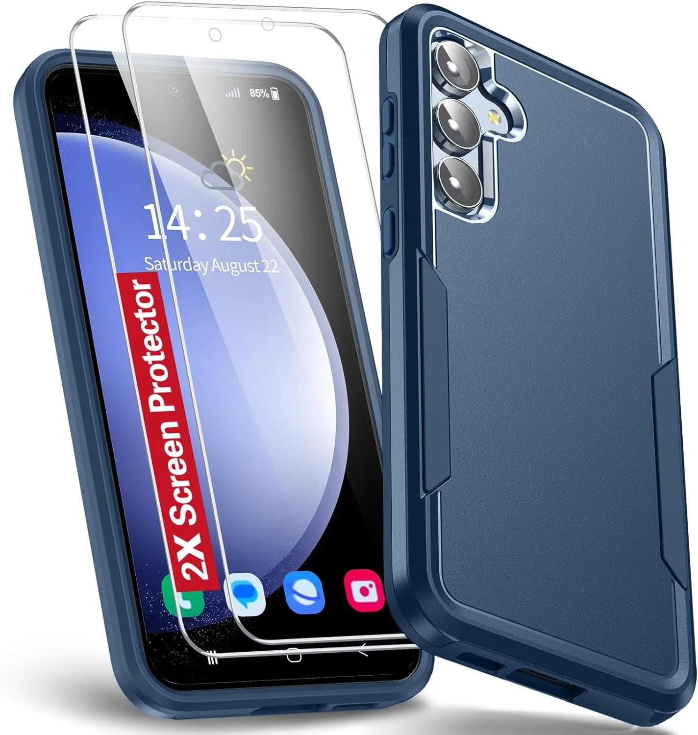 Entronix Heavy Duty Case Designed for Samsung Galaxy S23 Case with 2 Pack Tempered Glass Screen Protector, Shockproof Dropproof Anti-Scratch Case