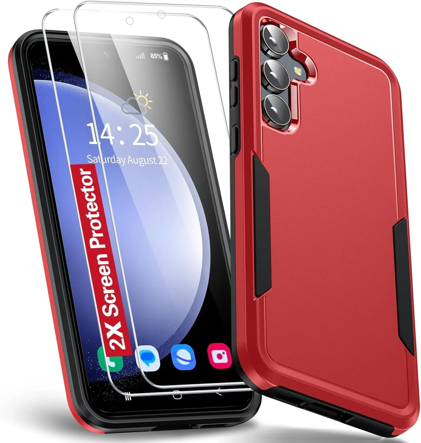 Entronix Heavy Duty Case Designed for Samsung Galaxy S23 Case with 2 Pack Tempered Glass Screen Protector, Shockproof Dropproof Anti-Scratch Case