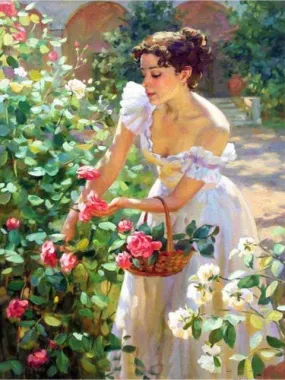 Floral Diamond Painting Kit | Full Round Full Square Rhinestones | Scenic Flowers Garden