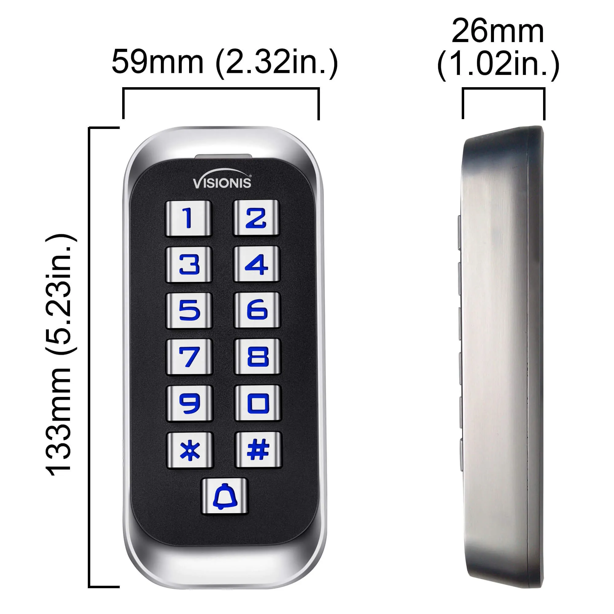 FPC-5654 One Door Access Control Out Swinging Door 600lbs Maglock   Outdoor Slim Metal Touch Keypad/Reader Standalone With Mini Controller   Wiegand 26, No Software, EM Card   Wireless Receiver   PIR