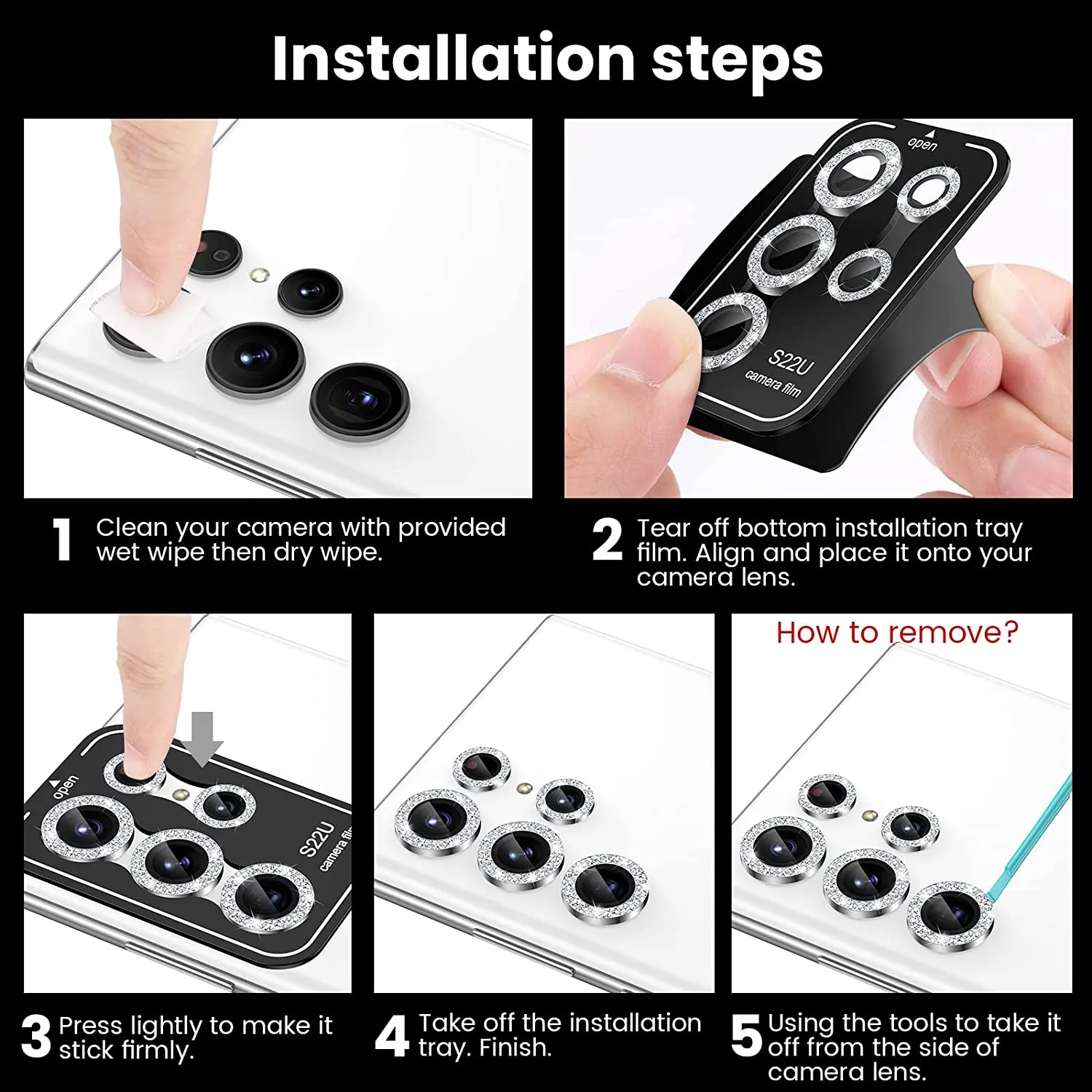 Galaxy S22 Ultra Tempered Glass Camera Lens Protectors