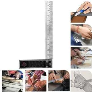 Homdum Carpenter try square with 10inch steel ruler scale heavy duty 90 degree woodworking tool for engineer metal works size 10”