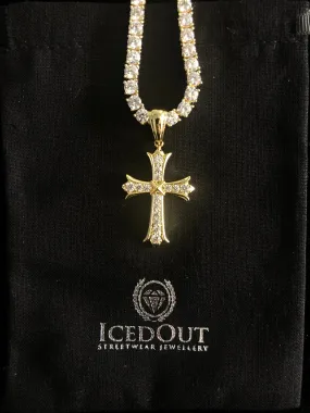IcedOut Cross Pendant - Gold