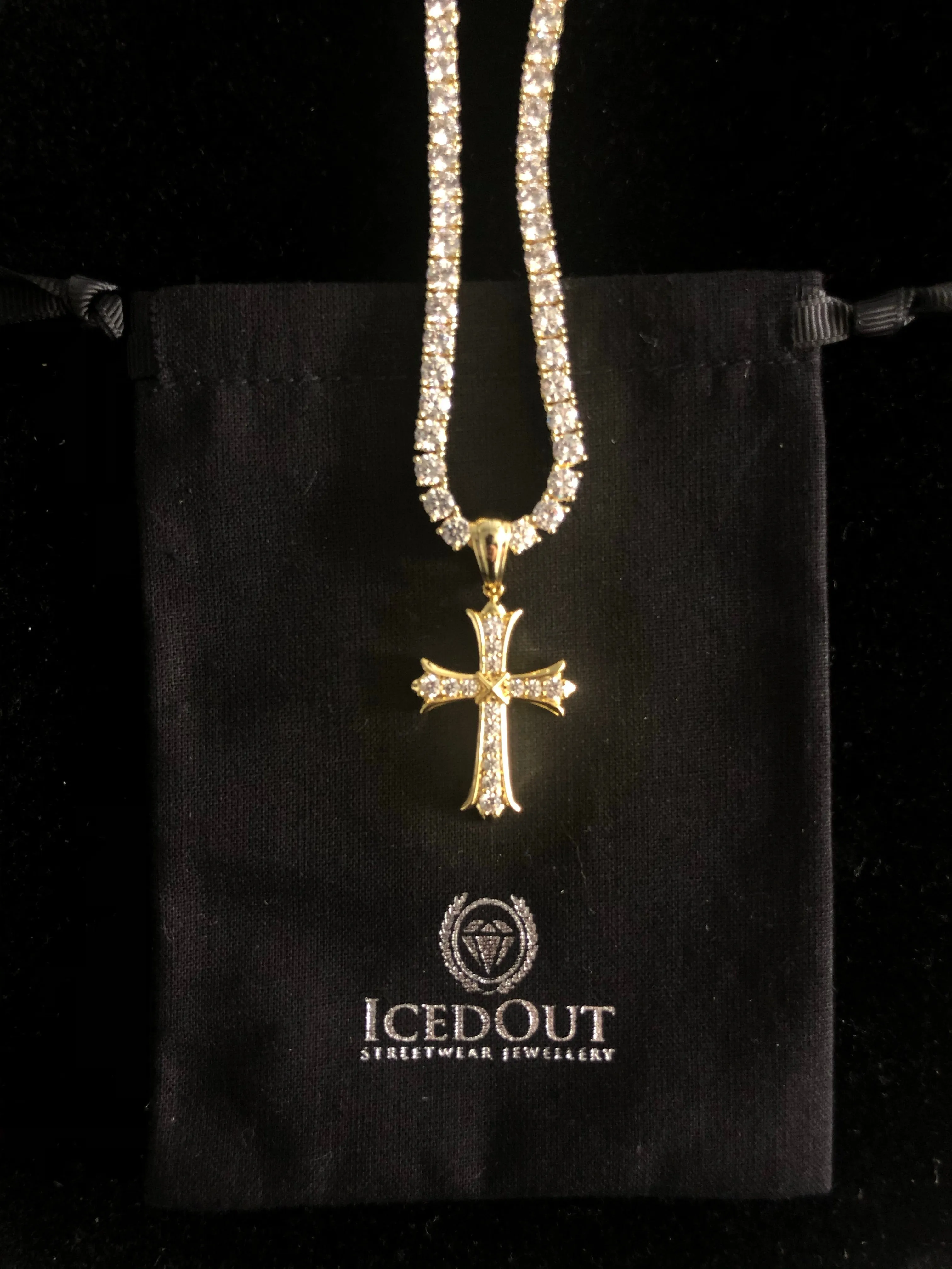 IcedOut Cross Pendant - Gold
