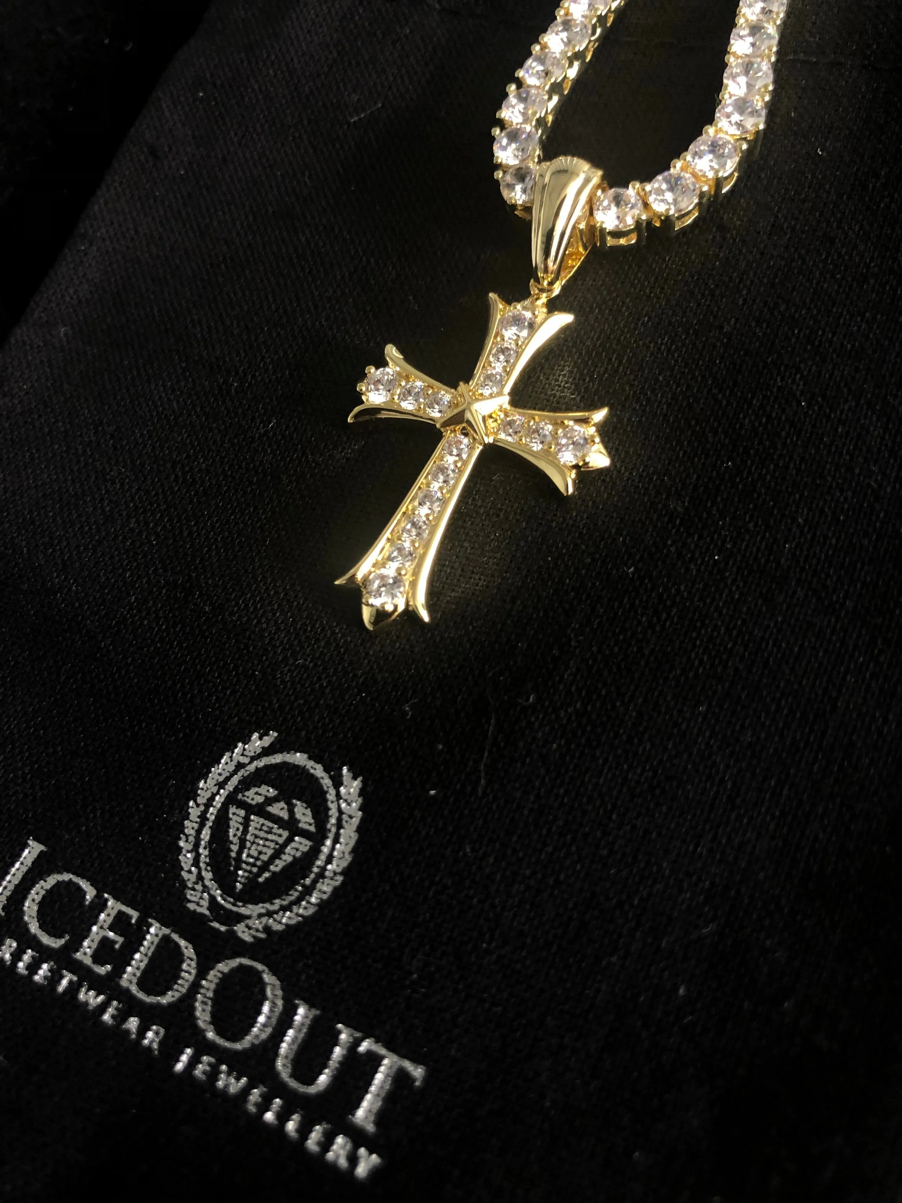 IcedOut Cross Pendant - Gold