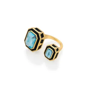 Kefi Black Enamel Two Stone Ring