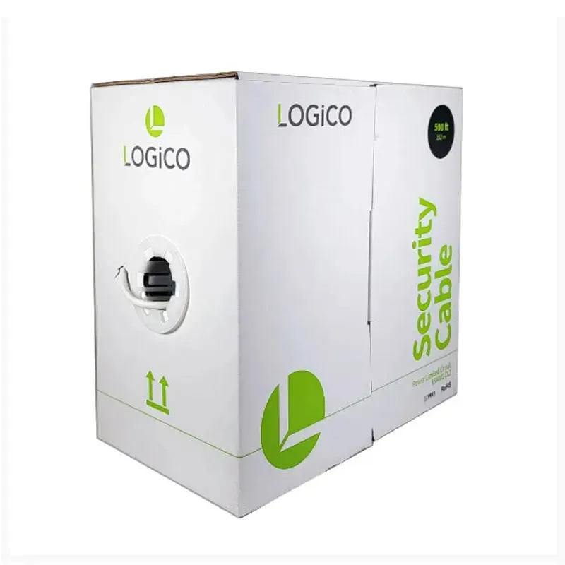 Logico PLC4508 500 Ft 18/8 AWG Stranded Shielded  CL2 Speaker Wire Security Cable White
