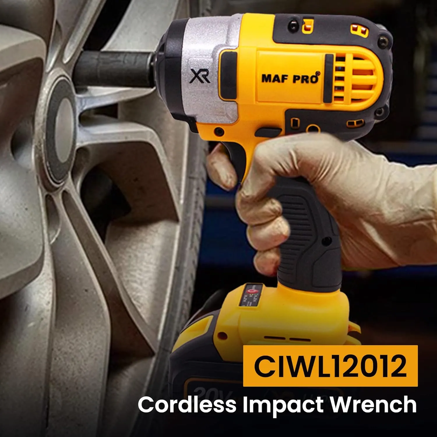 MAF PRO CIWL12012 20V Cordless Lithium-Ion Impact Driver/Wrench, Brushless Motor with 3Pcs Sockets, 2 Batteries, 1 Charger, 1 Canvas Bag (580Nm, 3200Rpm)