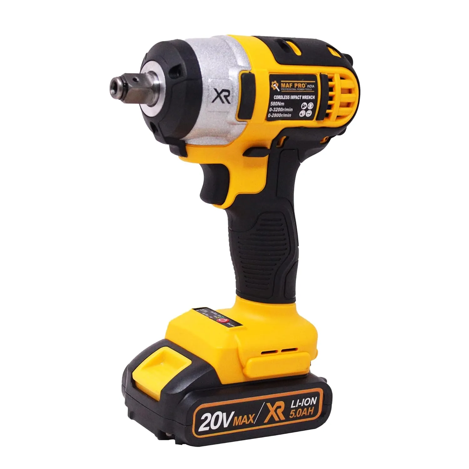 MAF PRO CIWL12012 20V Cordless Lithium-Ion Impact Driver/Wrench, Brushless Motor with 3Pcs Sockets, 2 Batteries, 1 Charger, 1 Canvas Bag (580Nm, 3200Rpm)