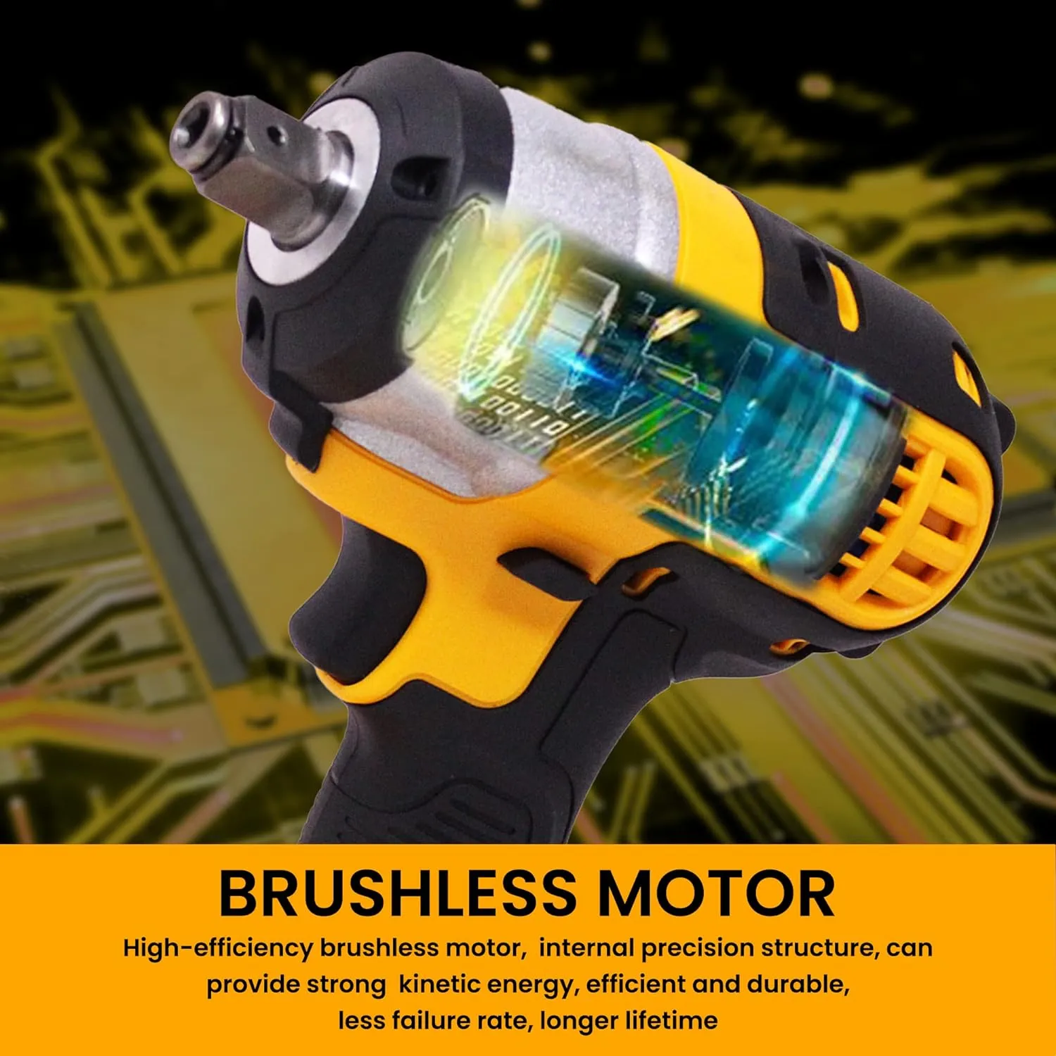 MAF PRO CIWL12012 20V Cordless Lithium-Ion Impact Driver/Wrench, Brushless Motor with 3Pcs Sockets, 2 Batteries, 1 Charger, 1 Canvas Bag (580Nm, 3200Rpm)