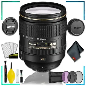 Nikon AF-S NIKKOR 24-120mm f.4G ED VR Lens (Intl Model)   3pcs UV Lens Filter Kit   Cleaning Kit
