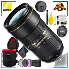 Nikon AF-S NIKKOR 24-70mm f/2.8E ED VR (Intl Model)   8 Inch Vivitar Premium Lens Case   3pcs UV Lens Filter Kit   Cleaning Kit