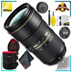 Nikon AF-S NIKKOR 24-70mm f/2.8E ED VR (Intl Model)   8 Inch Vivitar Premium Lens Case   Cleaning Kit