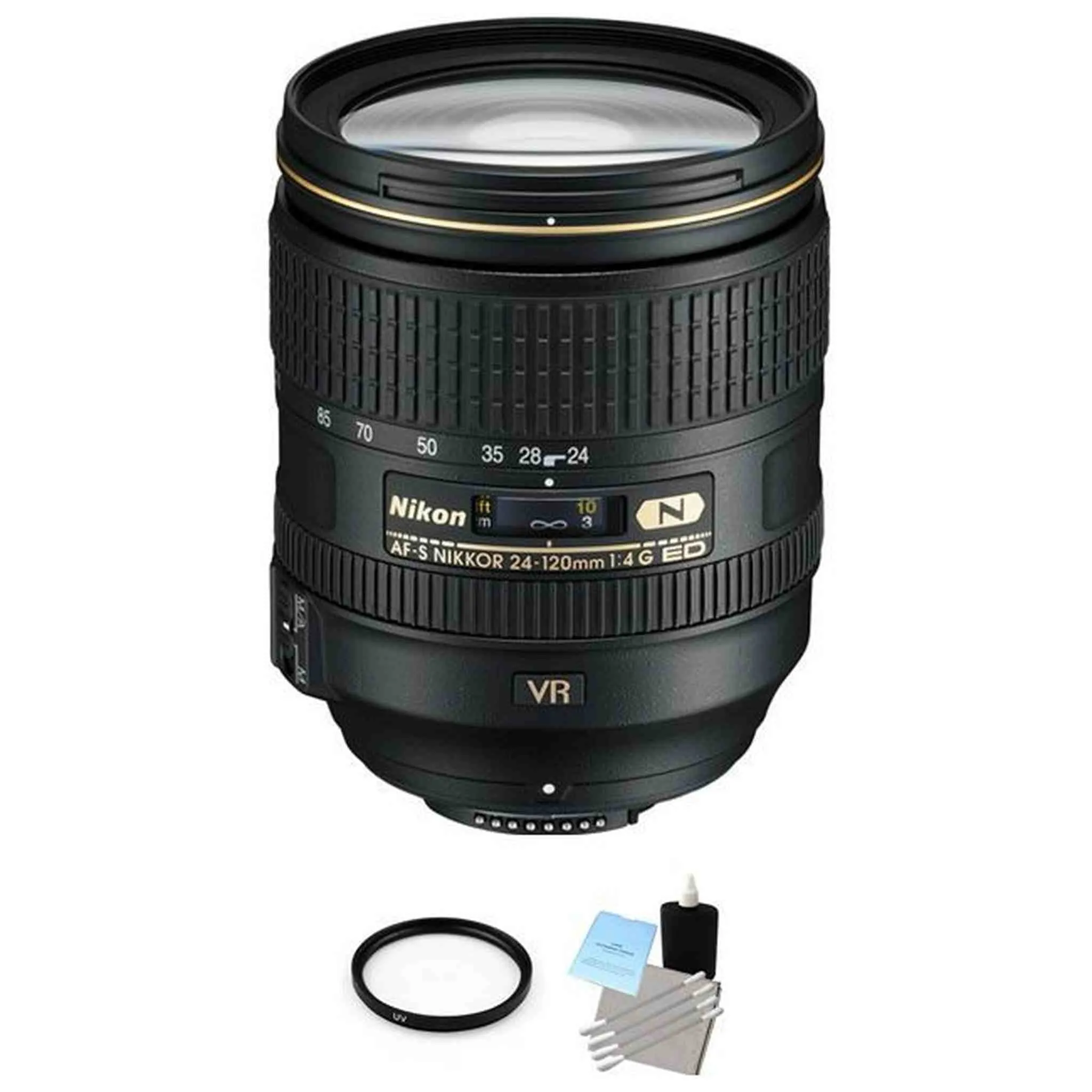 Nikon Nikkor AF-S 24-120 mm f/4G VR ED Lens   UV Filter & Cleaning Kit Base Bundle
