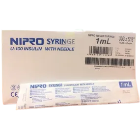 NIPRO Syringe U-100 Insulin with Needle 1ml 100Pcs/Box
