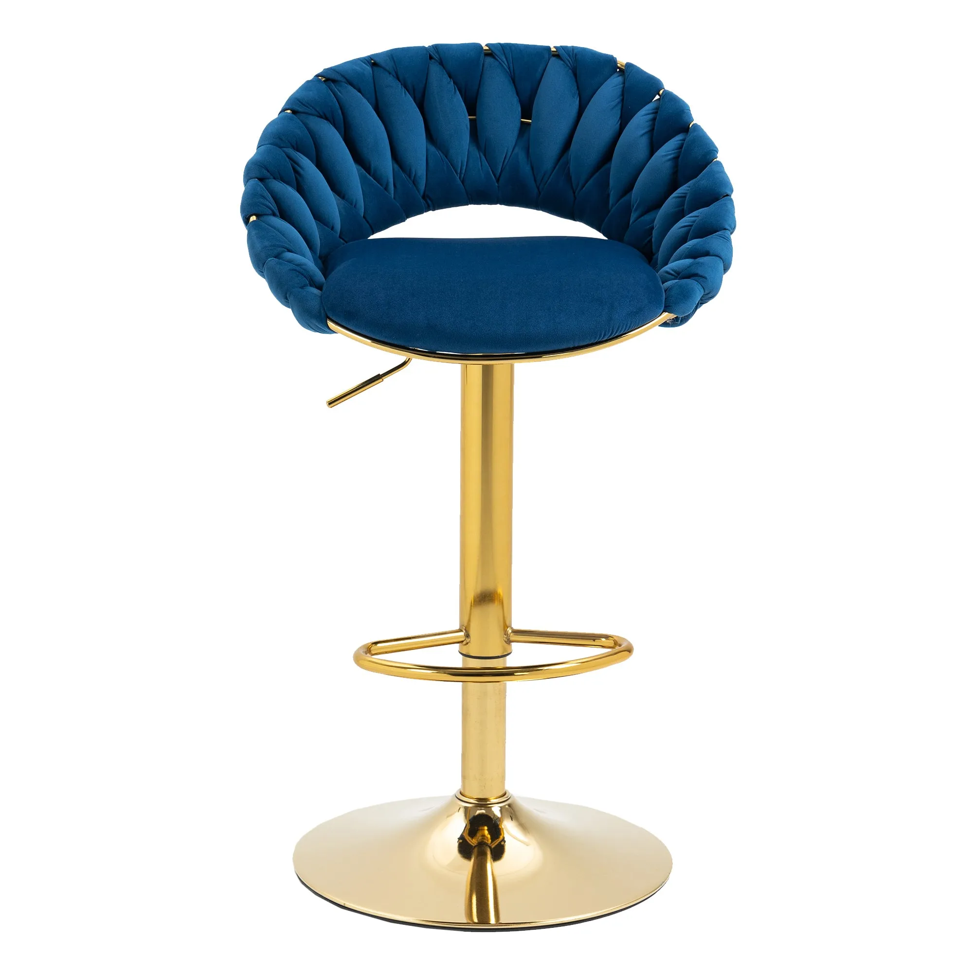 Peony Bar Stools with Back and Footrest  - Navy Blue  Set of 2