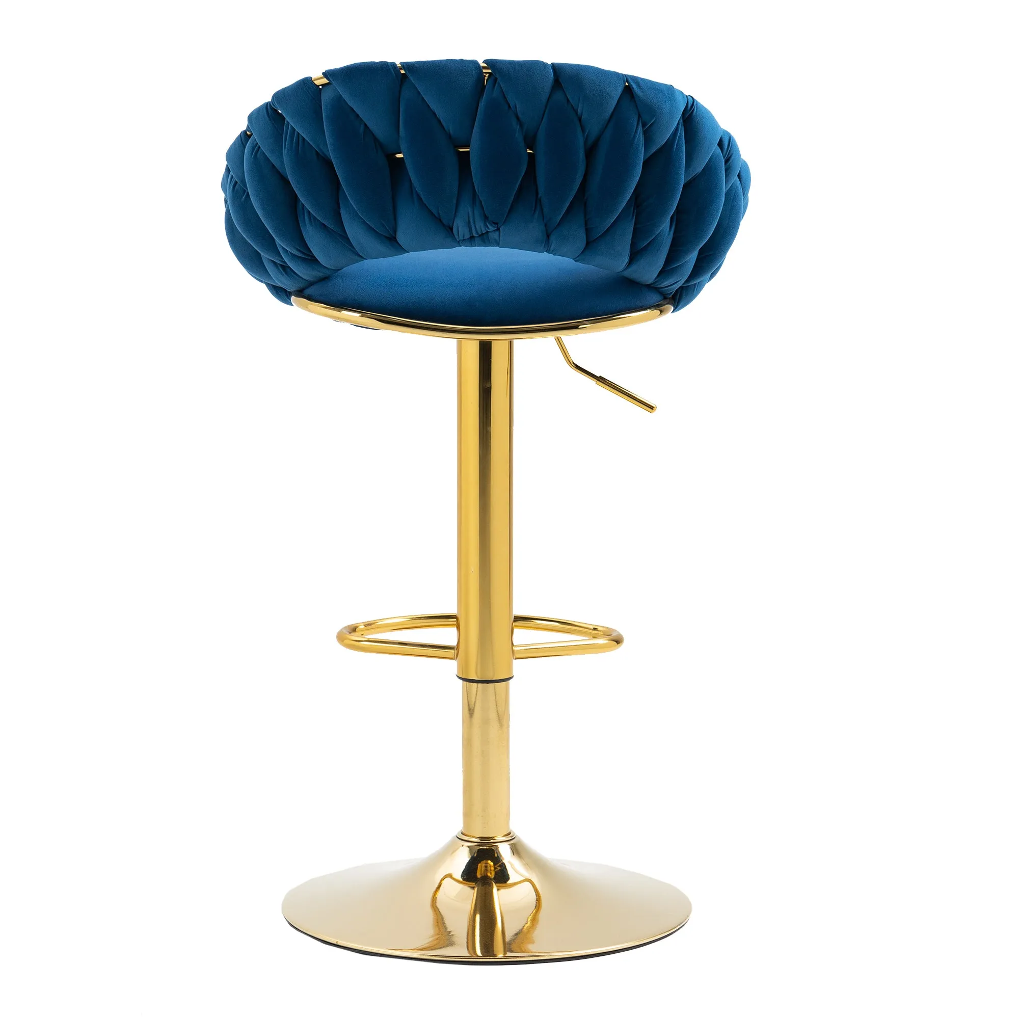 Peony Bar Stools with Back and Footrest  - Navy Blue  Set of 2