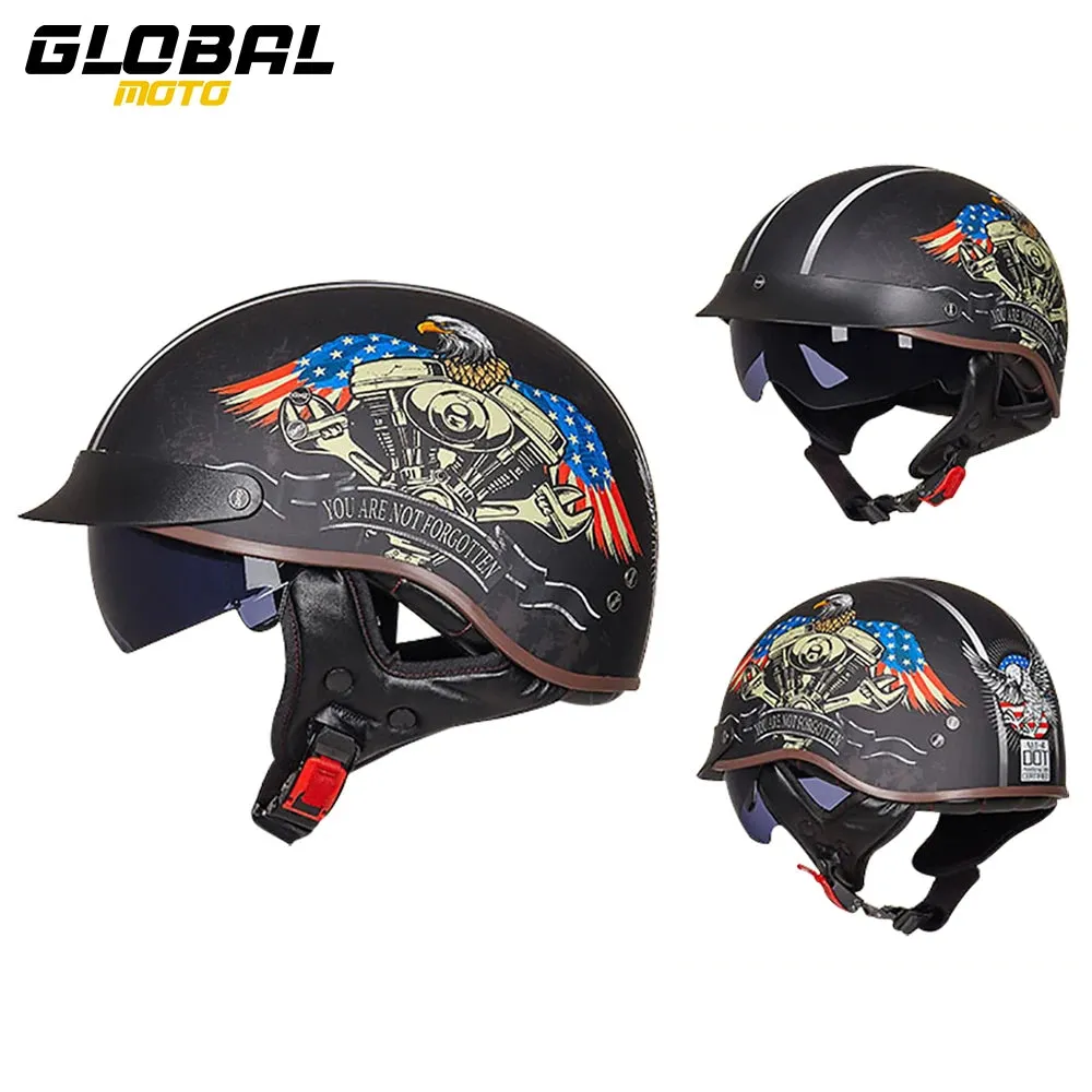 Retro Motorcycle Helmet DOT Approved