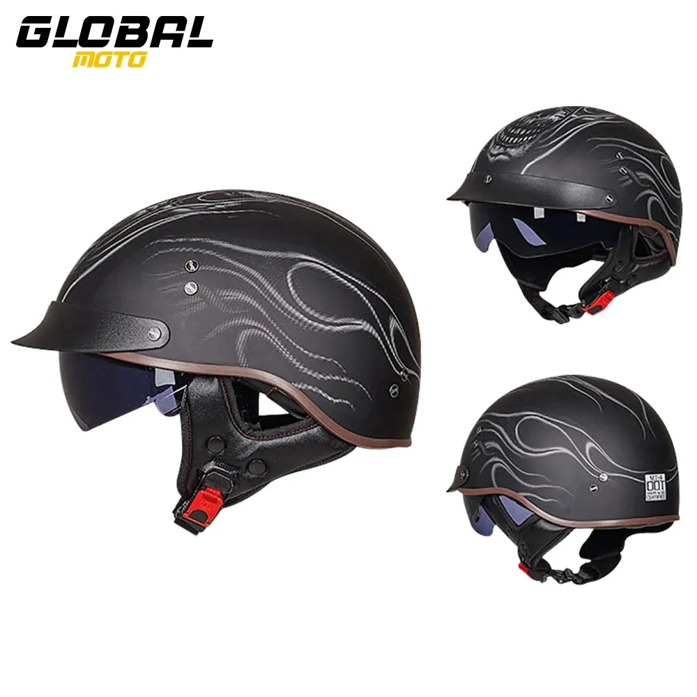 Retro Motorcycle Helmet DOT Approved