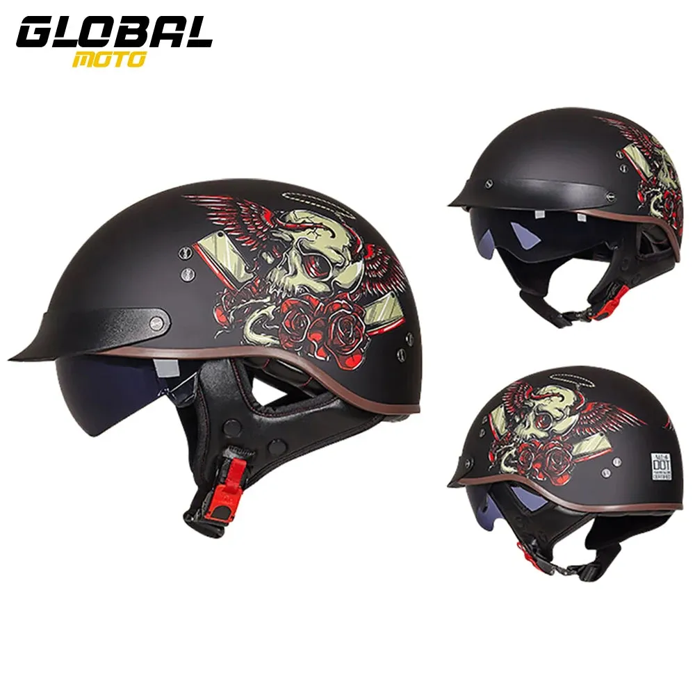 Retro Motorcycle Helmet DOT Approved
