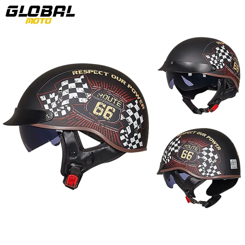 Retro Motorcycle Helmet DOT Approved