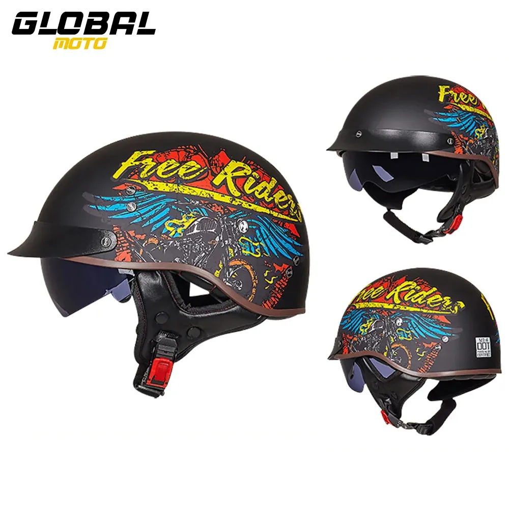 Retro Motorcycle Helmet DOT Approved