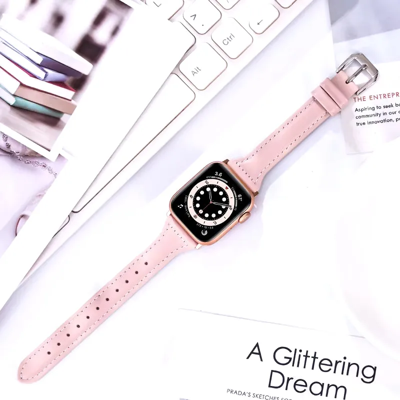 Slim Leather Band for Apple Watch 45 41 40 44 38 42Mm 44 Mm Serie 7 6 5 4 3 Se