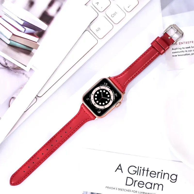 Slim Leather Band for Apple Watch 45 41 40 44 38 42Mm 44 Mm Serie 7 6 5 4 3 Se