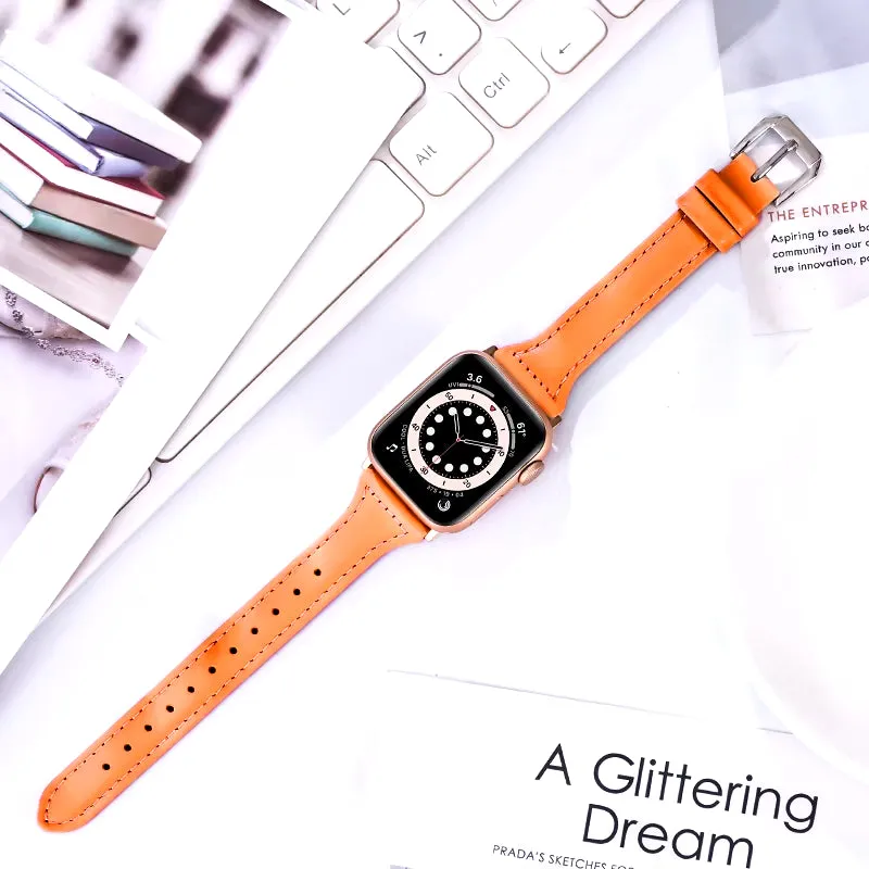 Slim Leather Band for Apple Watch 45 41 40 44 38 42Mm 44 Mm Serie 7 6 5 4 3 Se