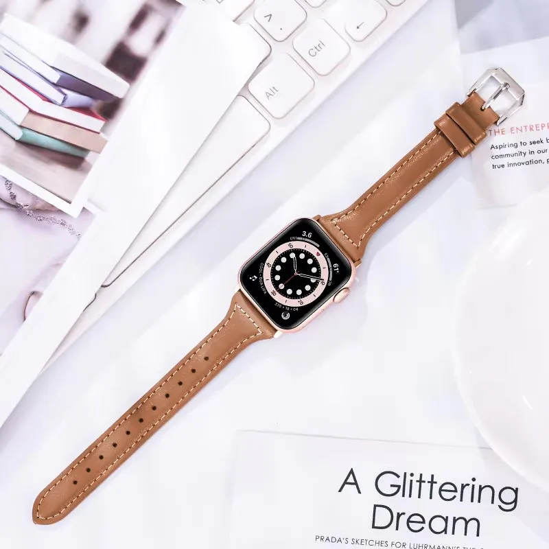 Slim Leather Band for Apple Watch 45 41 40 44 38 42Mm 44 Mm Serie 7 6 5 4 3 Se