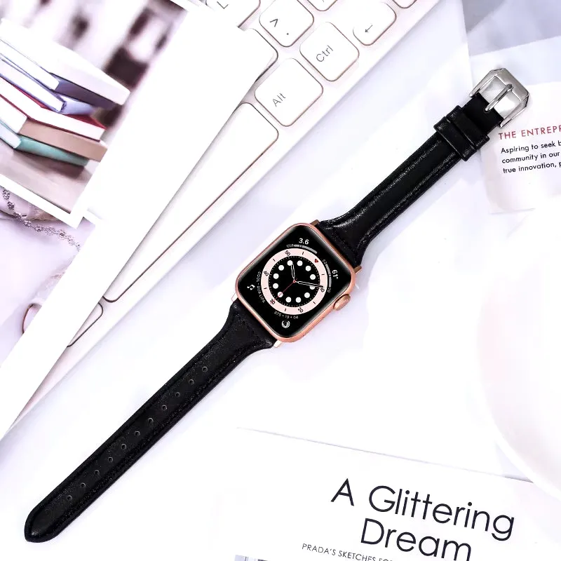 Slim Leather Band for Apple Watch 45 41 40 44 38 42Mm 44 Mm Serie 7 6 5 4 3 Se