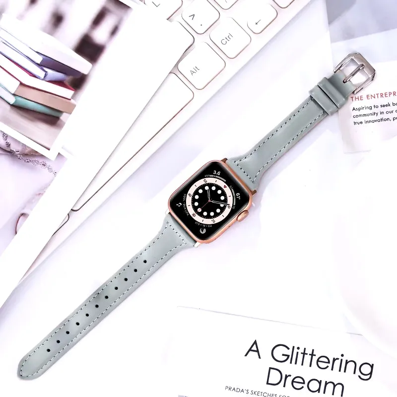 Slim Leather Band for Apple Watch 45 41 40 44 38 42Mm 44 Mm Serie 7 6 5 4 3 Se