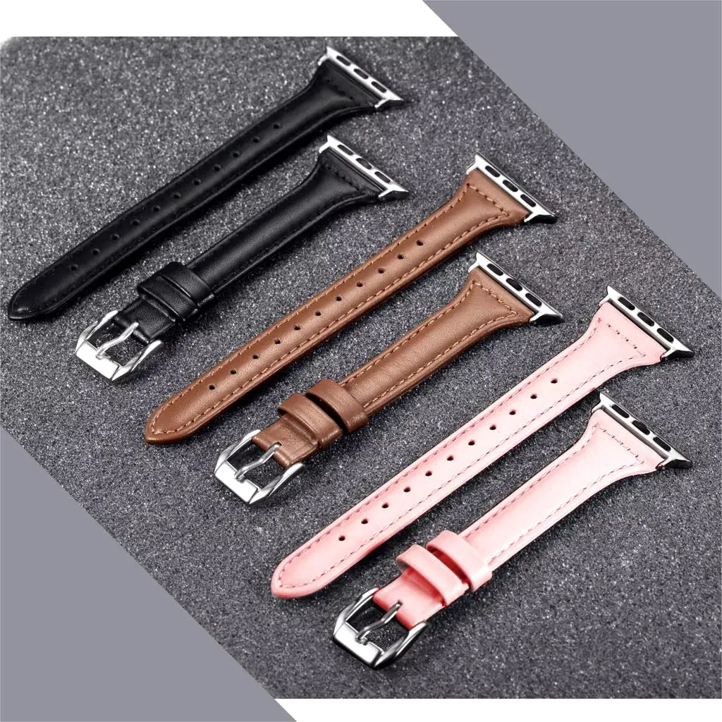 Slim Leather Band for Apple Watch 45 41 40 44 38 42Mm 44 Mm Serie 7 6 5 4 3 Se