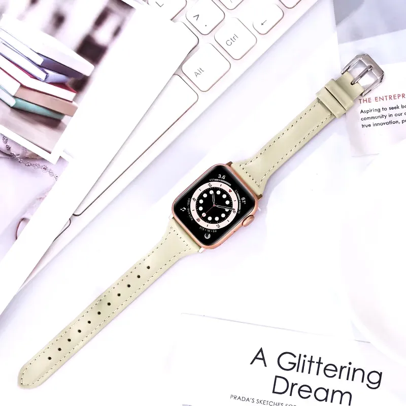 Slim Leather Band for Apple Watch 45 41 40 44 38 42Mm 44 Mm Serie 7 6 5 4 3 Se