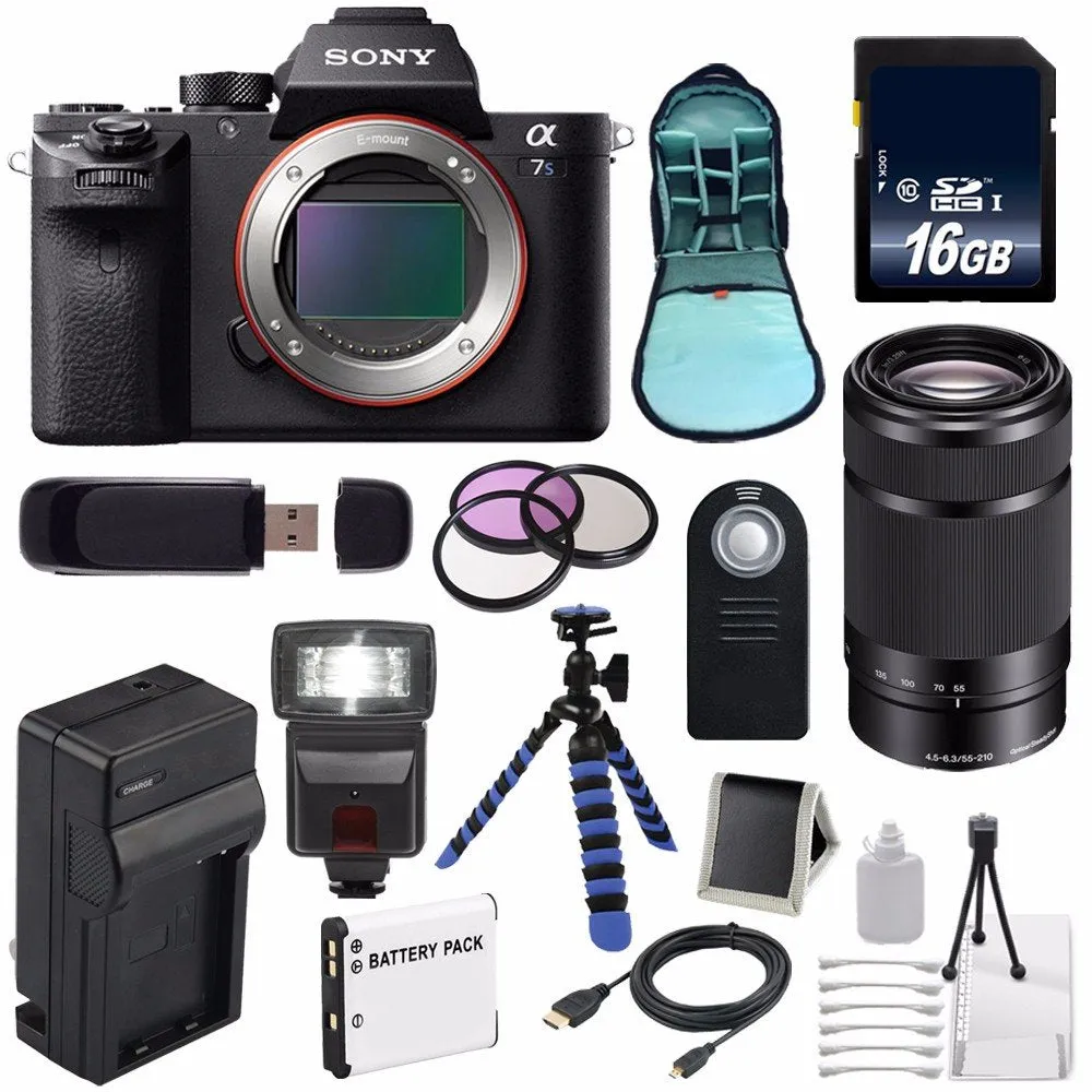Sony Alpha a7S II a7S Mark II a7SII ILCE7SM2/B Mirrorless Digital Camera (International Model)   Sony E 55-210mm f/4.5-6 Lens Deluxe Bundle