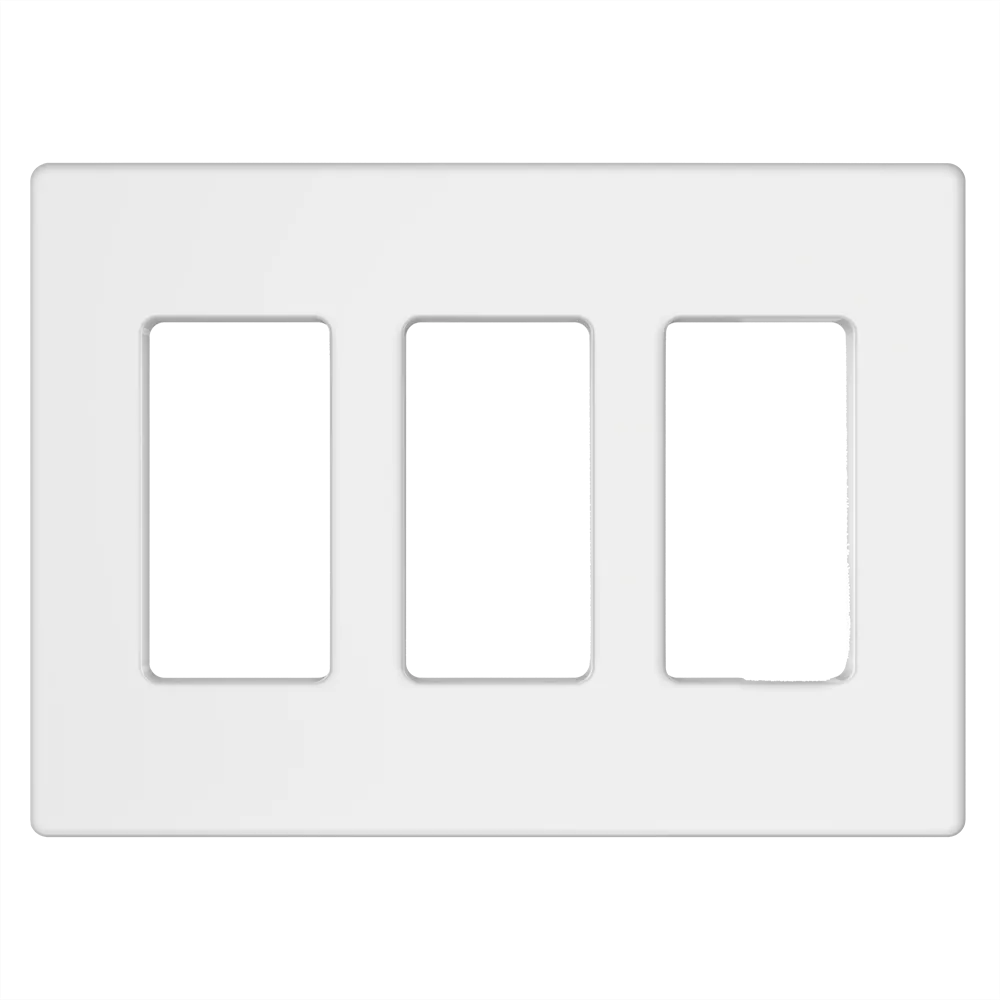 TAN-D0070-3W-S 3-Gang Decorator Screwless Wall Plate - White