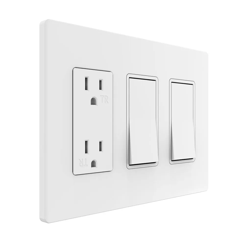TAN-D0070-3W-S 3-Gang Decorator Screwless Wall Plate - White