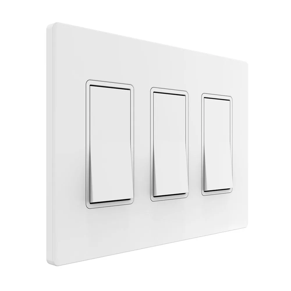 TAN-D0070-3W-S 3-Gang Decorator Screwless Wall Plate - White