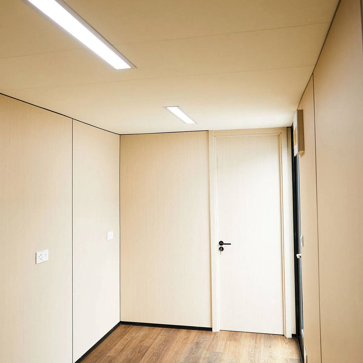 TMG Industrial 40’ Custom Built Steel Container Office, Insulated, PVC Flooring, Wood Grain Solid Wallboard, Horizontal Pivoting Windows, High-Density Foam Insulation, TMG-SCO40