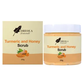Turmeric and Honey Face and Body Scrub 8.8Oz/280g, Purifying, Exfoliating and Moisturizing Body Scrub by Oreola Naturals.