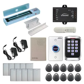 Visionis FPC-5619 One Door Access Control In Swinging Door 600lbs Maglock   Outdoor Metal Touch Keypad/Reader Standalone With Mini Controller   Wiegand 26, No Software, EM Card, 1000 Users   PIR Kit