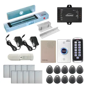 Visionis FPC-5643-A One Door Access Control In Swinging Door 300lbs Maglock   Outdoor Slim Metal Touch Keypad/Reader Standalone With Mini Controller   Wiegand 26, No Software, EM Card, 1000 Users   PIR
